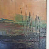 Signed poppy pattern painting and its frame
