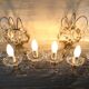 Pair of 3-light bronze and crystal wall lights