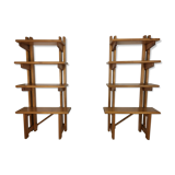 Pair of constructivist shelves made of solid wood
