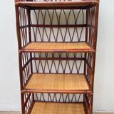 Vintage rattan bookcase shelf