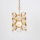 Pair of small golden brass pendants, Sciolari design for Palwa, Germany, 1970s.