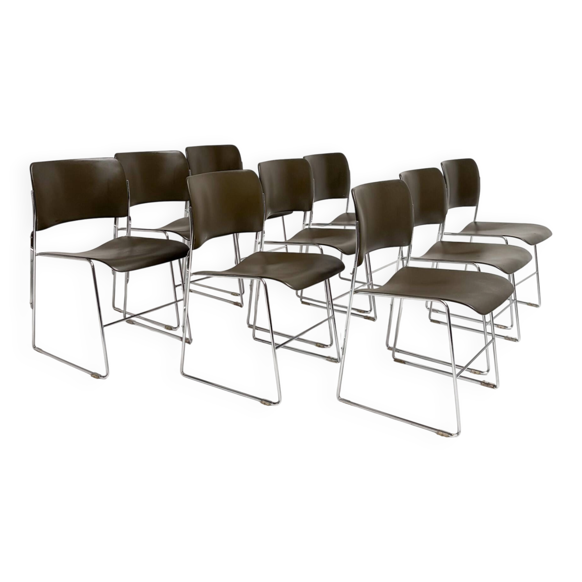 Set of 6 stacking chairs by David Rowland for HOWE, 1968