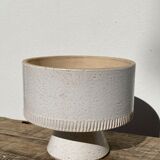 Ethnic standing cup in white glazed ceramic vintage vase