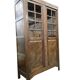Vintage display cabinet/shelf in dark wood with glass.