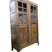 Bibliothèque vitrée vintage en bois foncé