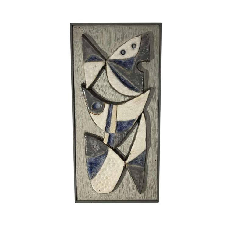 abstract sculpture / Frans Tuinstra / cubist ceramic bas-relief, 1972