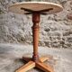 Vintage French bistro table in marble, walnut base, from 1920–1940.