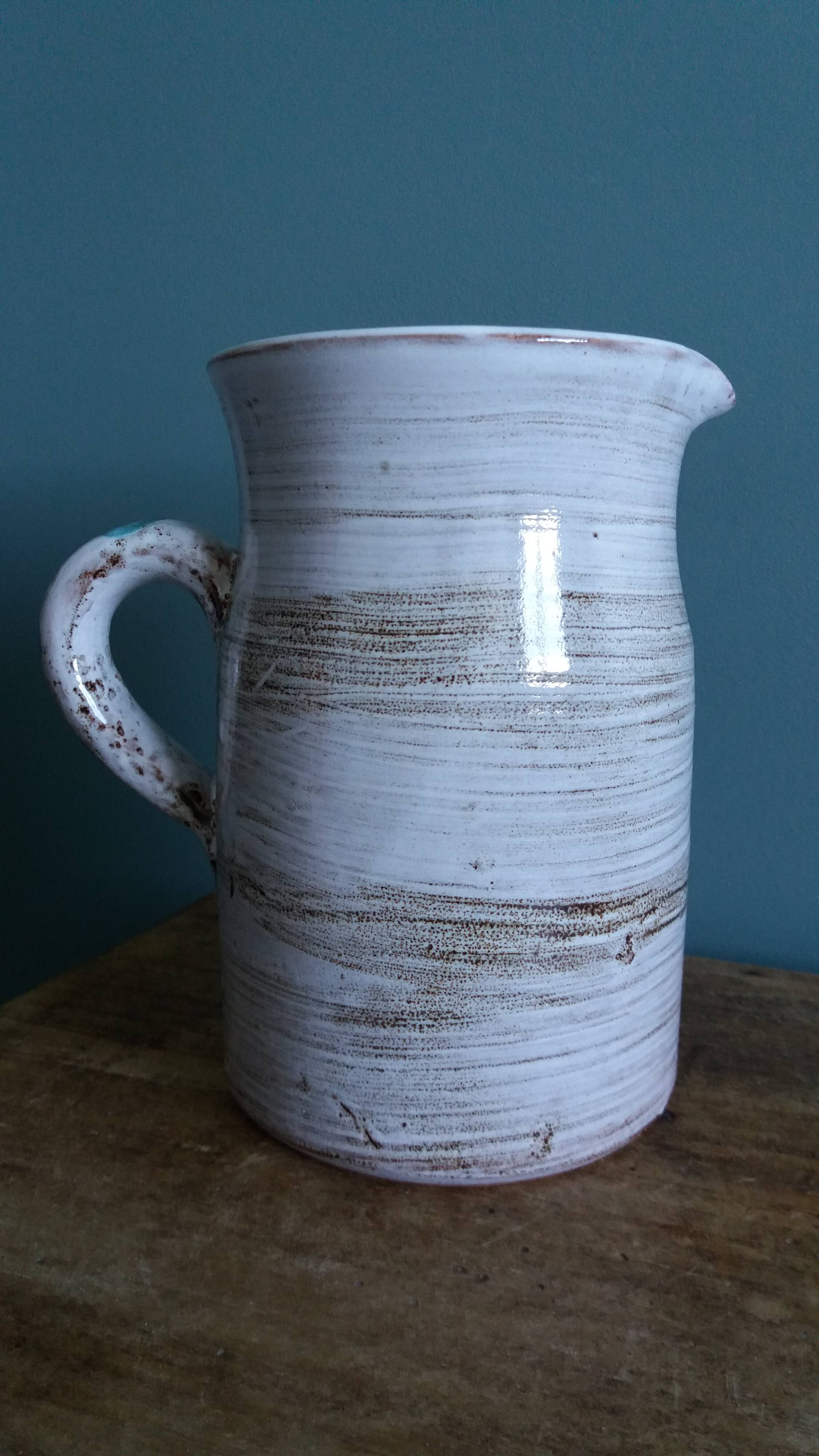 Decorative pitcher with thistle by Etienne Daniel, Vallauris