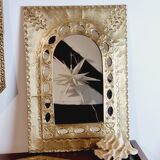 Rectangular openwork brass mirror