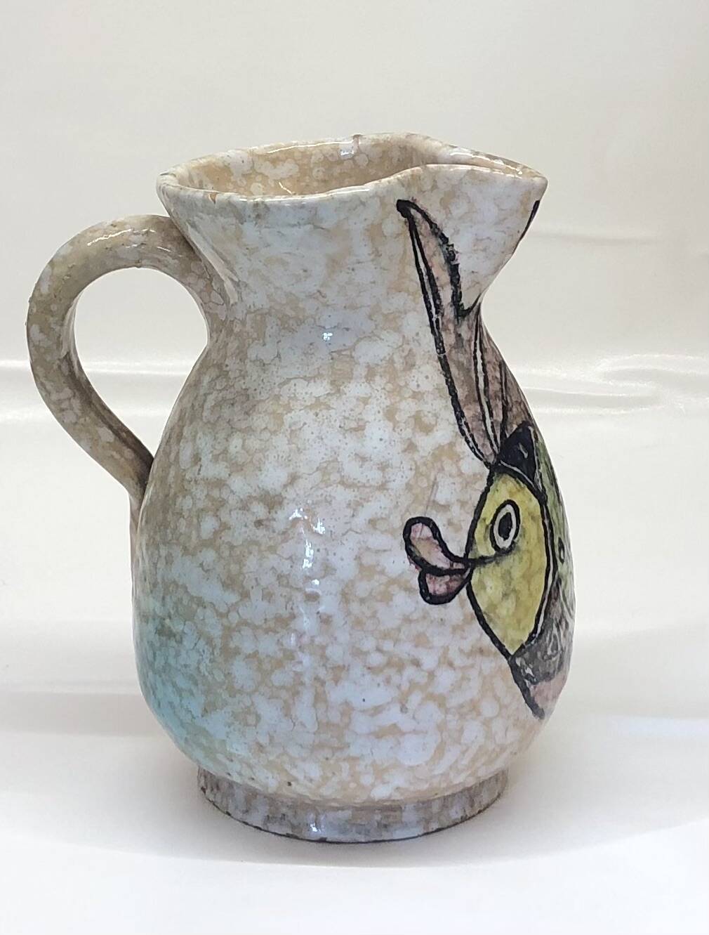 Toledo ceramic pitcher by Pablo Sanguino with fish decoration