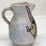 Toledo ceramic pitcher by Pablo Sanguino fish decoration