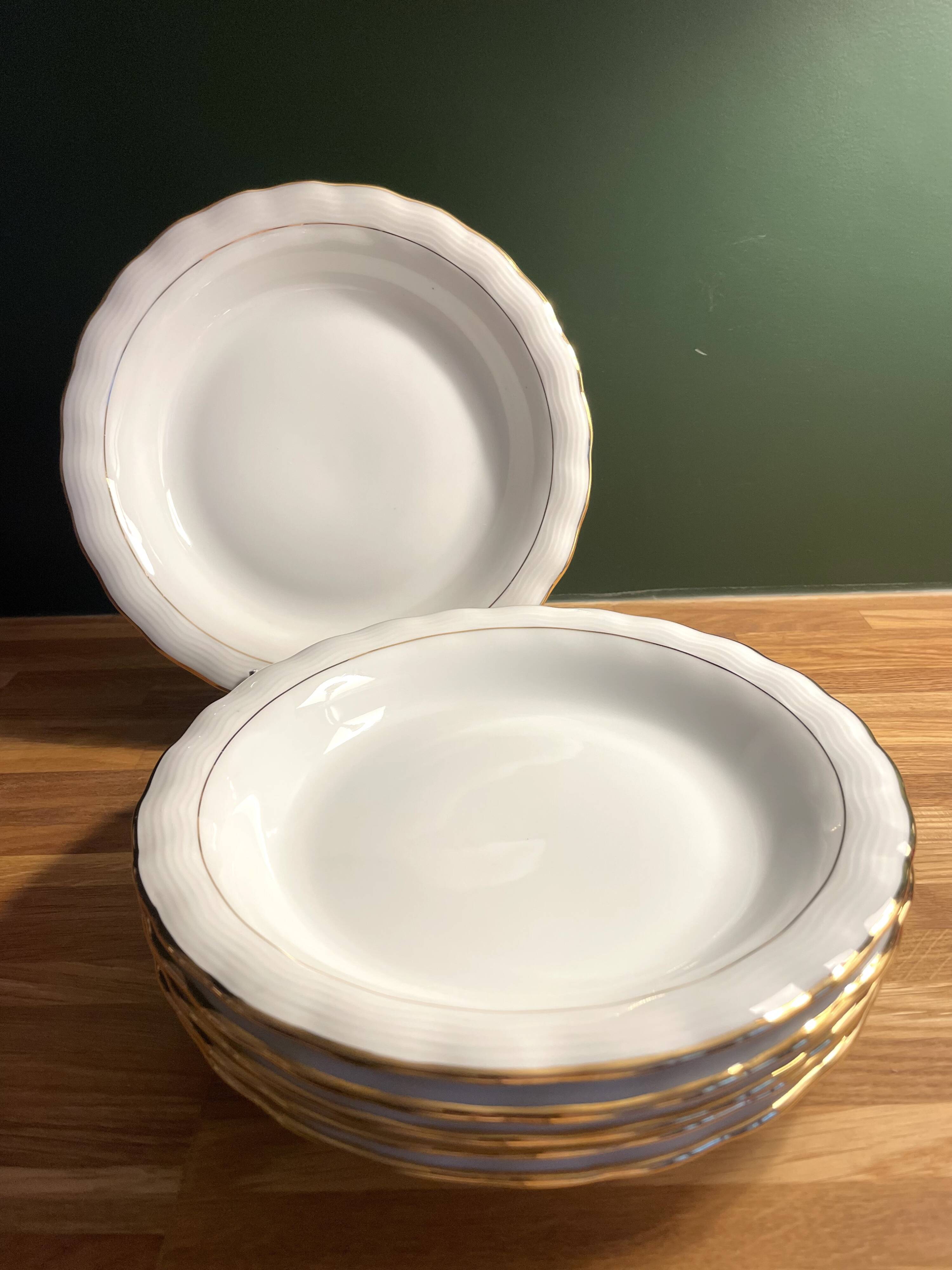 6 Limoges porcelain soup plates signed P. Dessagne in very good condition