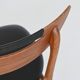 Set of six Danish dining chairs in teak and faux leather Denmark 1960