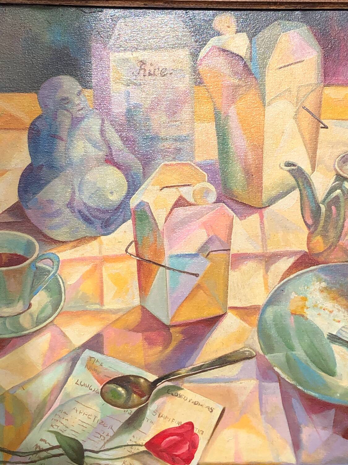 Tableau école cubiste vintage nature morte collection