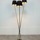Floor lamp 3 arms 50 years brass and black lacquer for house Arlus