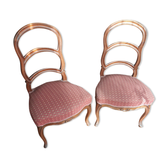 Lot de 2 chaises avec dossier arrondi à assise surbaissée en canevas vieux rose