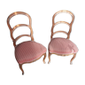 Lot de 2 chaises avec dossier arrondi à assise surbaissée en canevas vieux rose