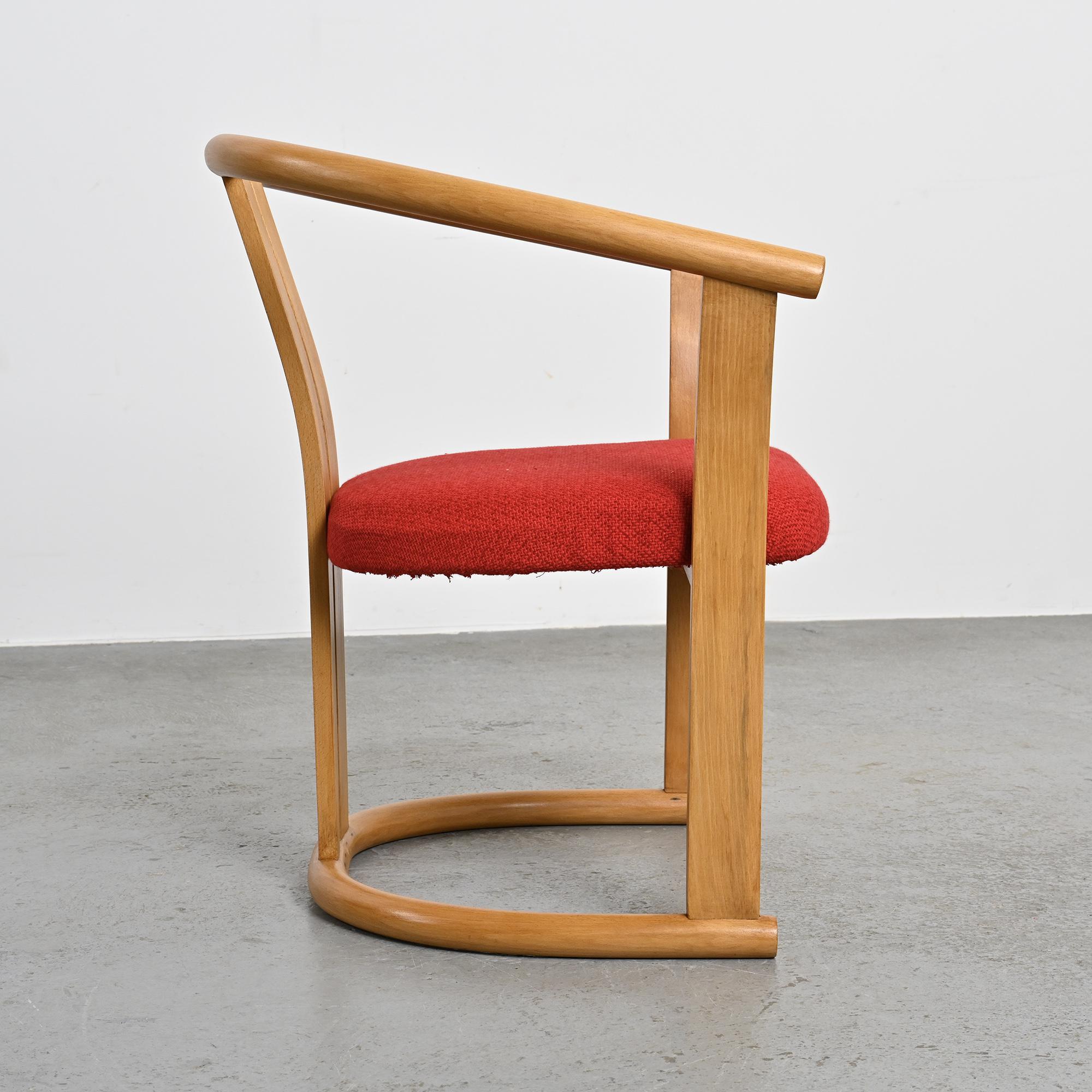 Pair of beech armchairs by Isamu Kenmochi, Japan circa 1965