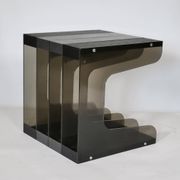 Rack à disques en vinyle de l'ère spatiale en acrylique fumé, années 1970