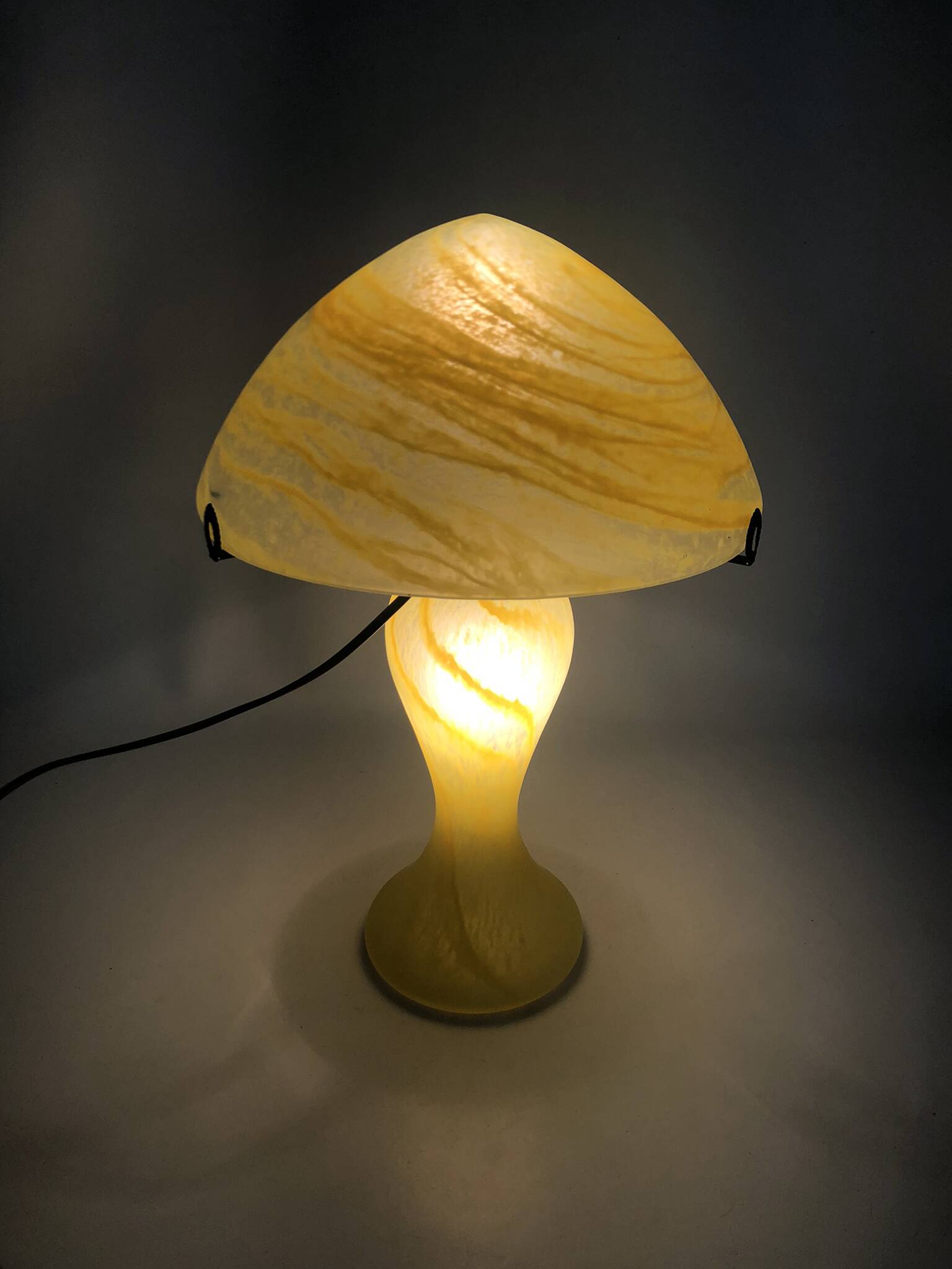 Yellow glass paste mushroom lamp in Art Nouveau style