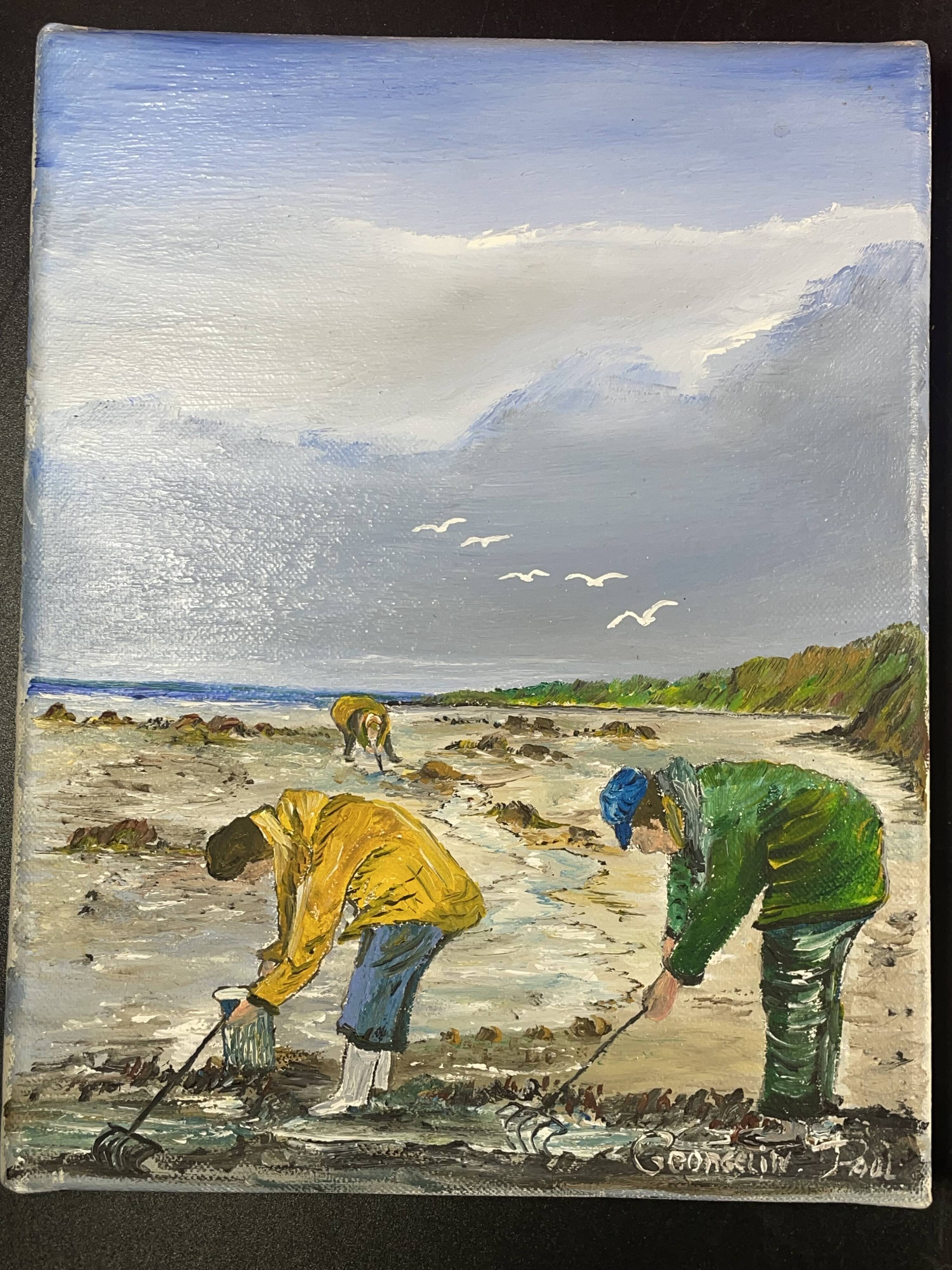 Pair of marine pendant oil on canvas, Paul Georgelin Côte d'Armor