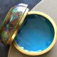 Bonbonniere vintage art deco en laiton email cloisonne  à décors floraux années 70