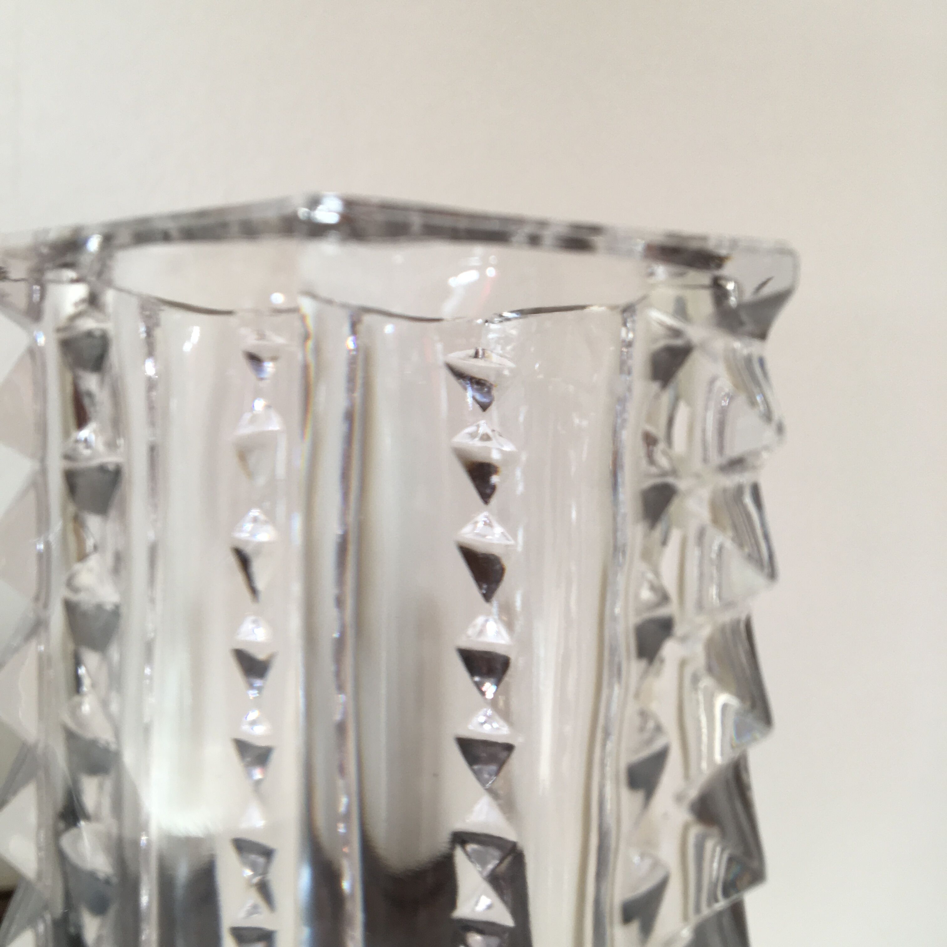 Hexagonal vase bevelled crystal