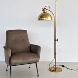 Florian schulz mid-century adjustable floor lamp in full brass, 1970