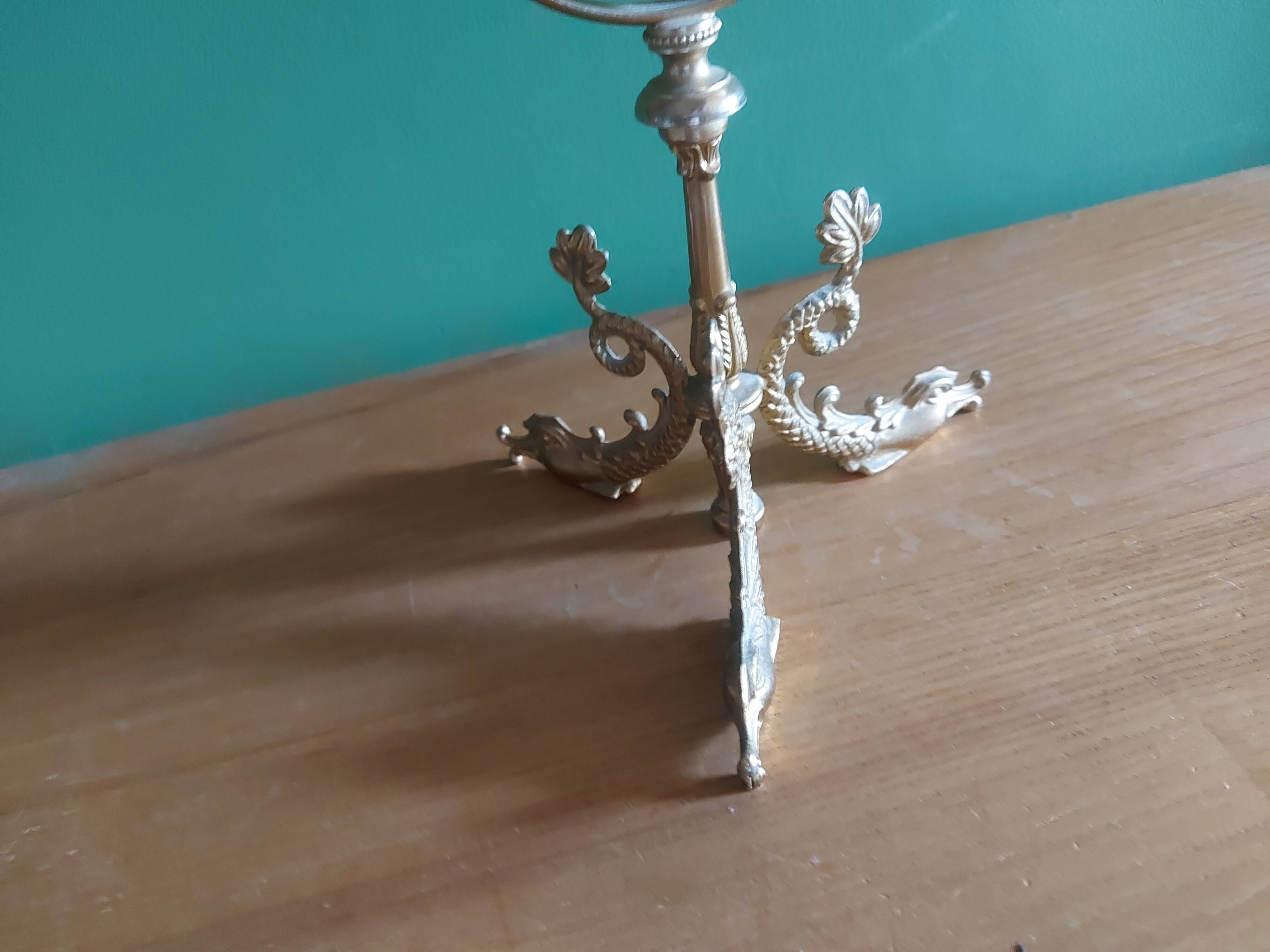 Miroir psyché de table , pieds décor de dauphins