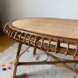 Table ovale en rotin vintage