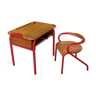 Red desk with chair by Jacques Hitier for Mobilor 60/70