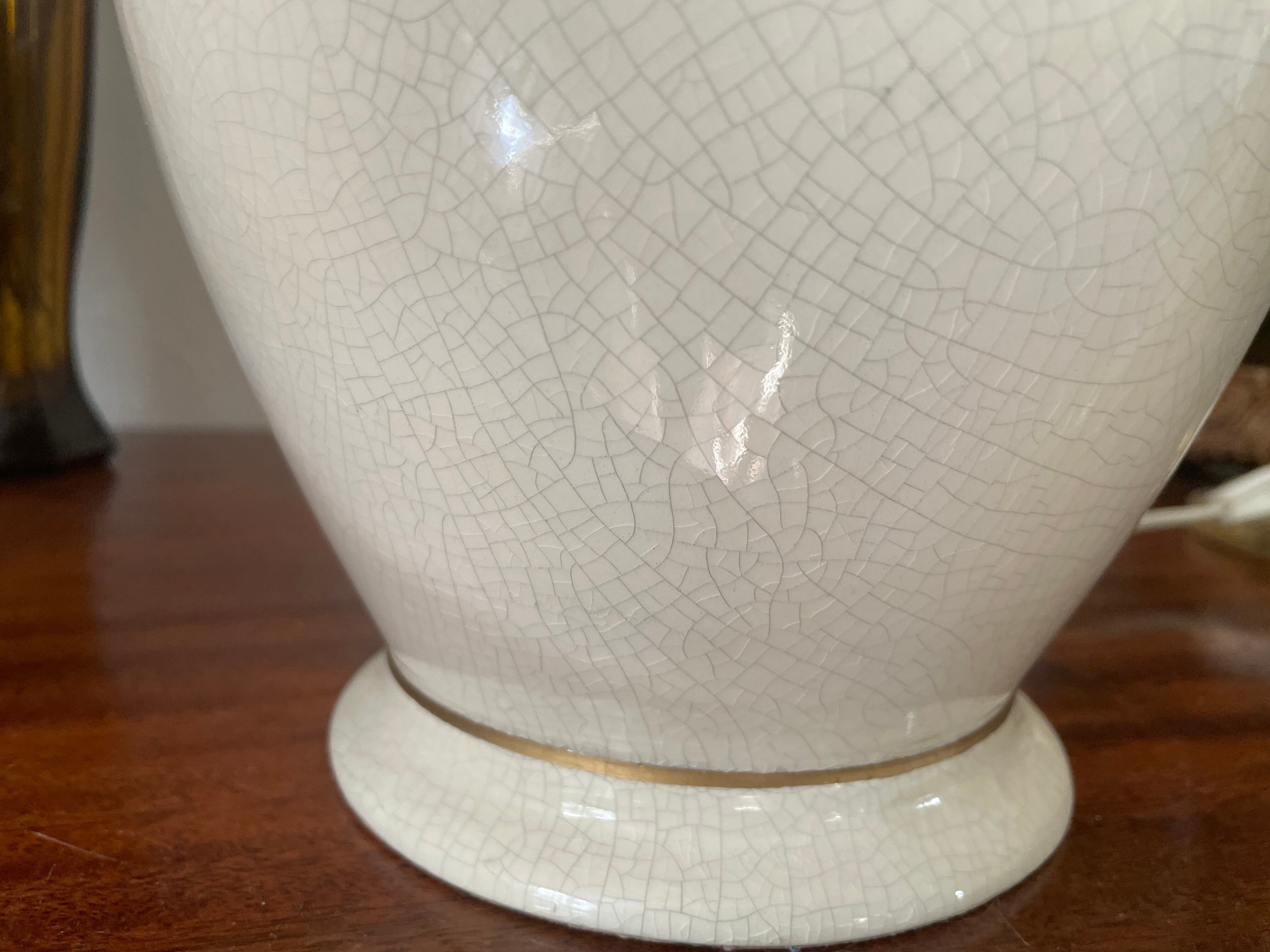 Pied de lampe en céramique craquelée vintage