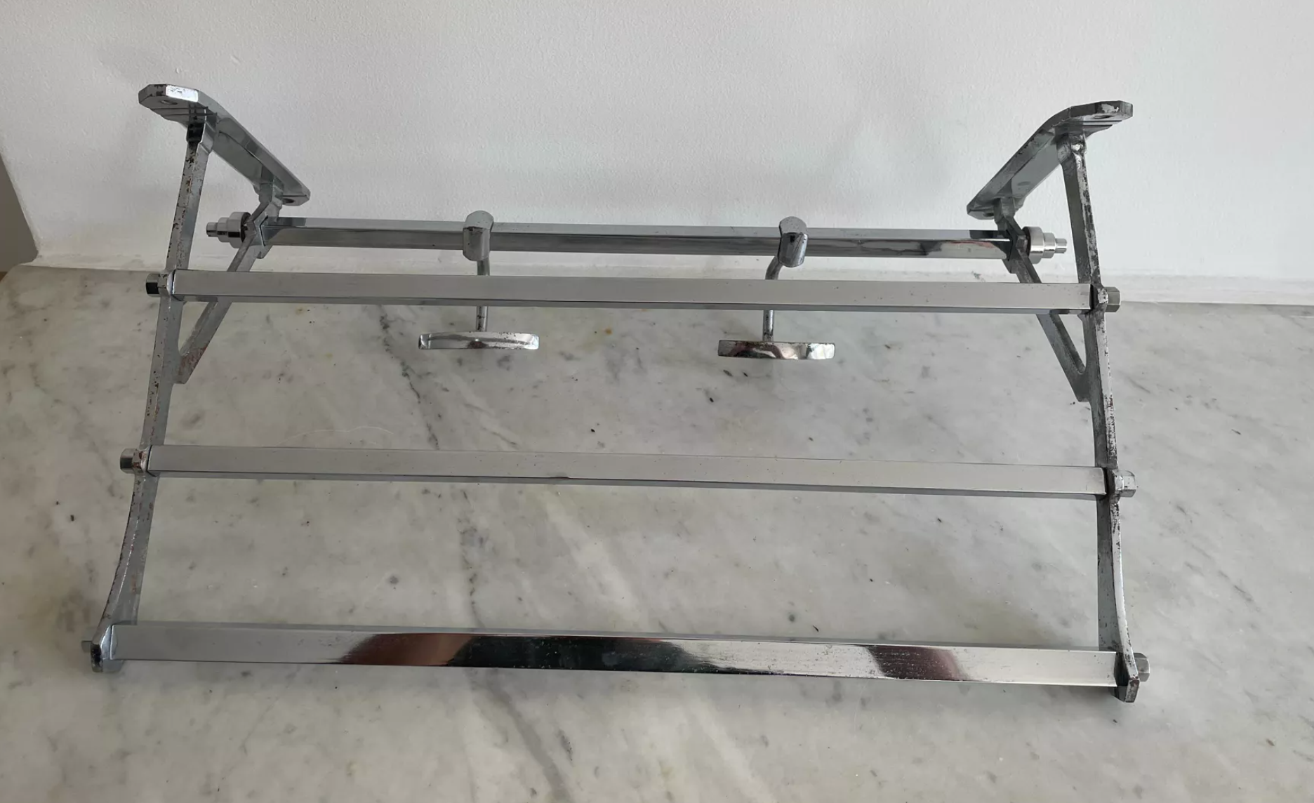 Vintage coat rack, chromed metal, art deco