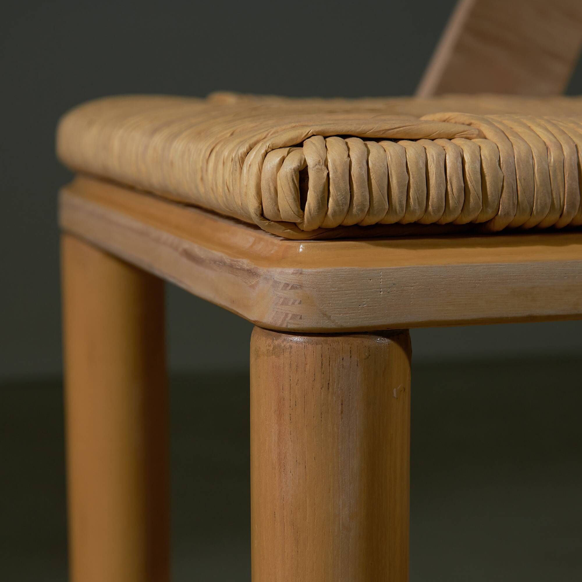 Italian Wooden and Wicker  Chair