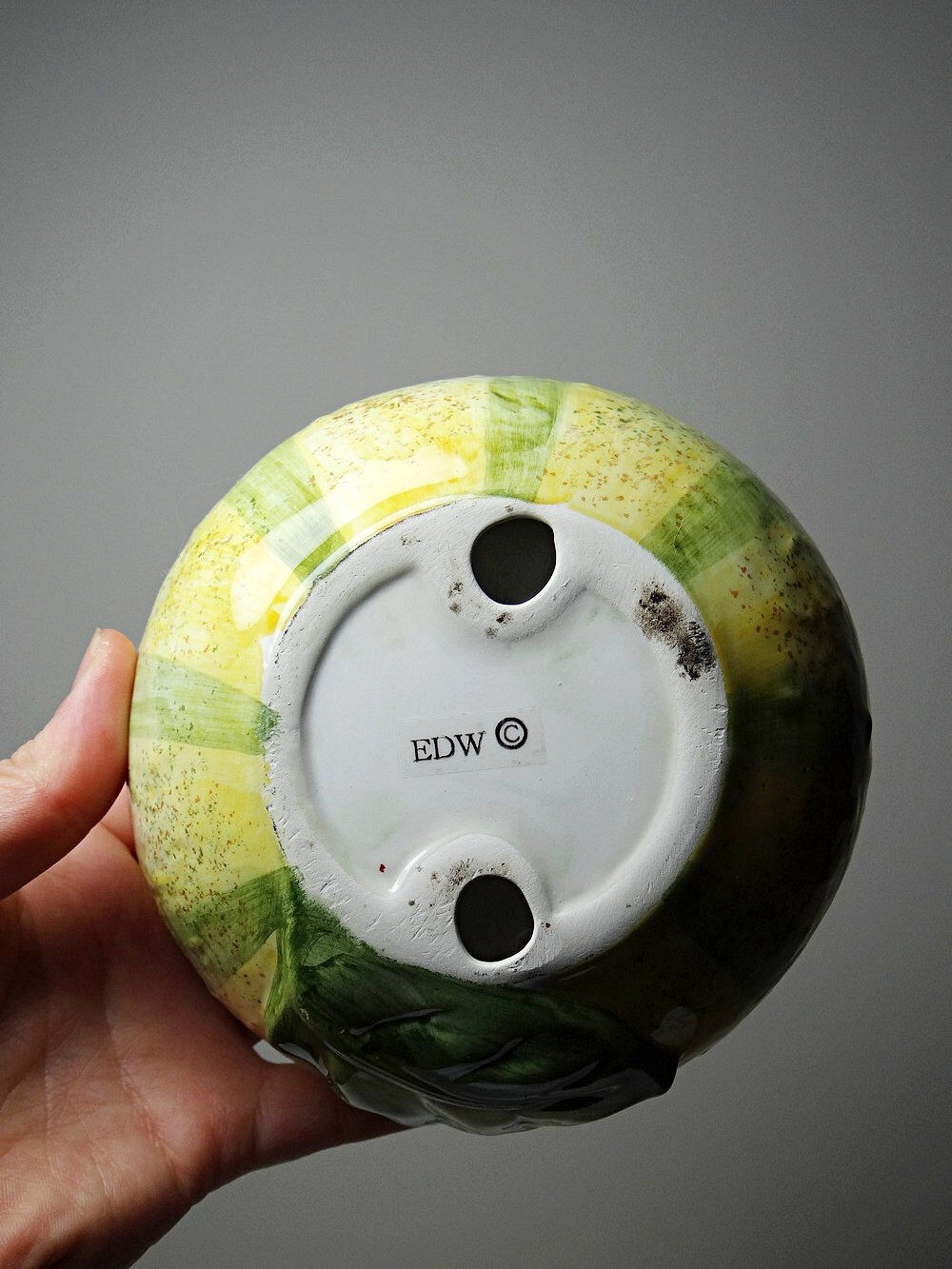 3 earthenware bowls with melon decoration, vintage 1980s.