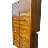 vintage industrial wooden drawer cabinet / archive cabinet