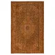Vintage Hand-knotted Medallion Design Turkish Wool Area Rug Overdyed in Orange for Living Room
