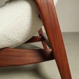 Vintage Teak "Scoop" chair with ottoman by R.Huber & Co