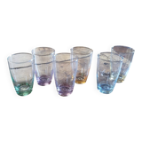 Set de 6 verres Lesieur France – base colorée vintage