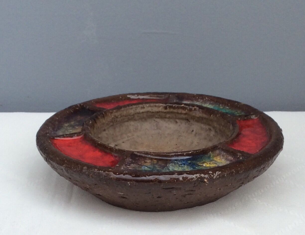 Empty cup pocket in stoneware and vitrified glass, 60s