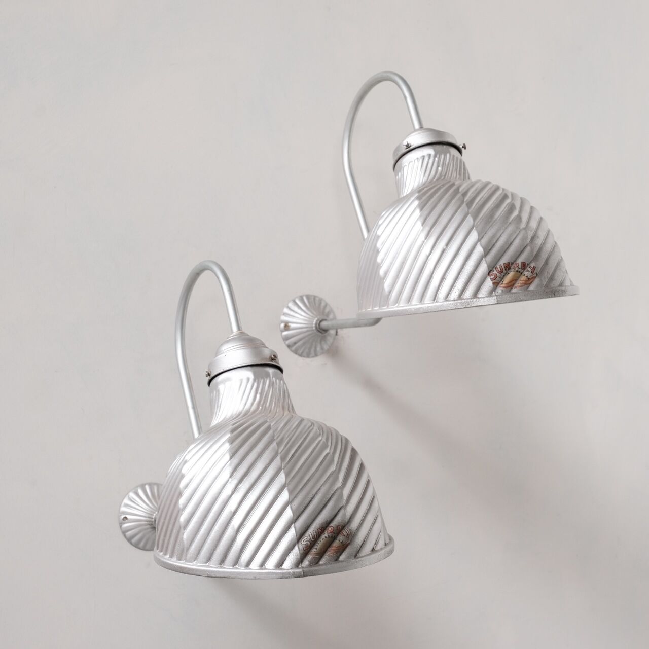 Pair of antique mercury glass silver wall lights