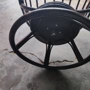 Swivel rattan love seat