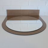 Miroir de courtoisie avec étagère, miroir mural vintage en plastique fumé de style Space Age