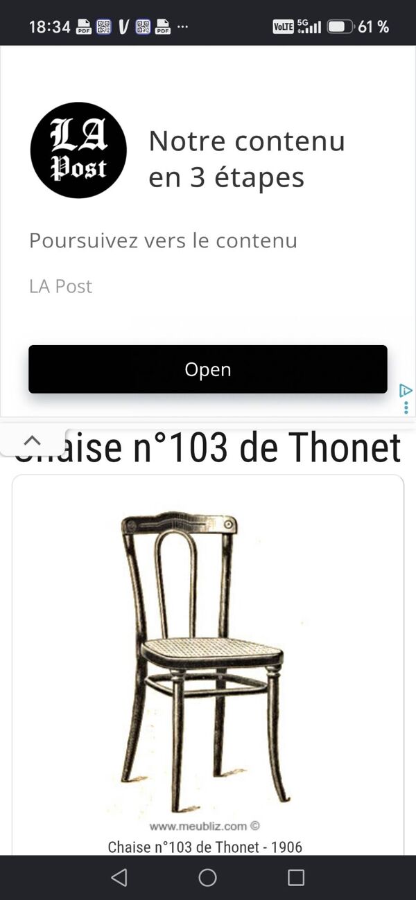 Ancienne chaise en bois courbé Thonet
