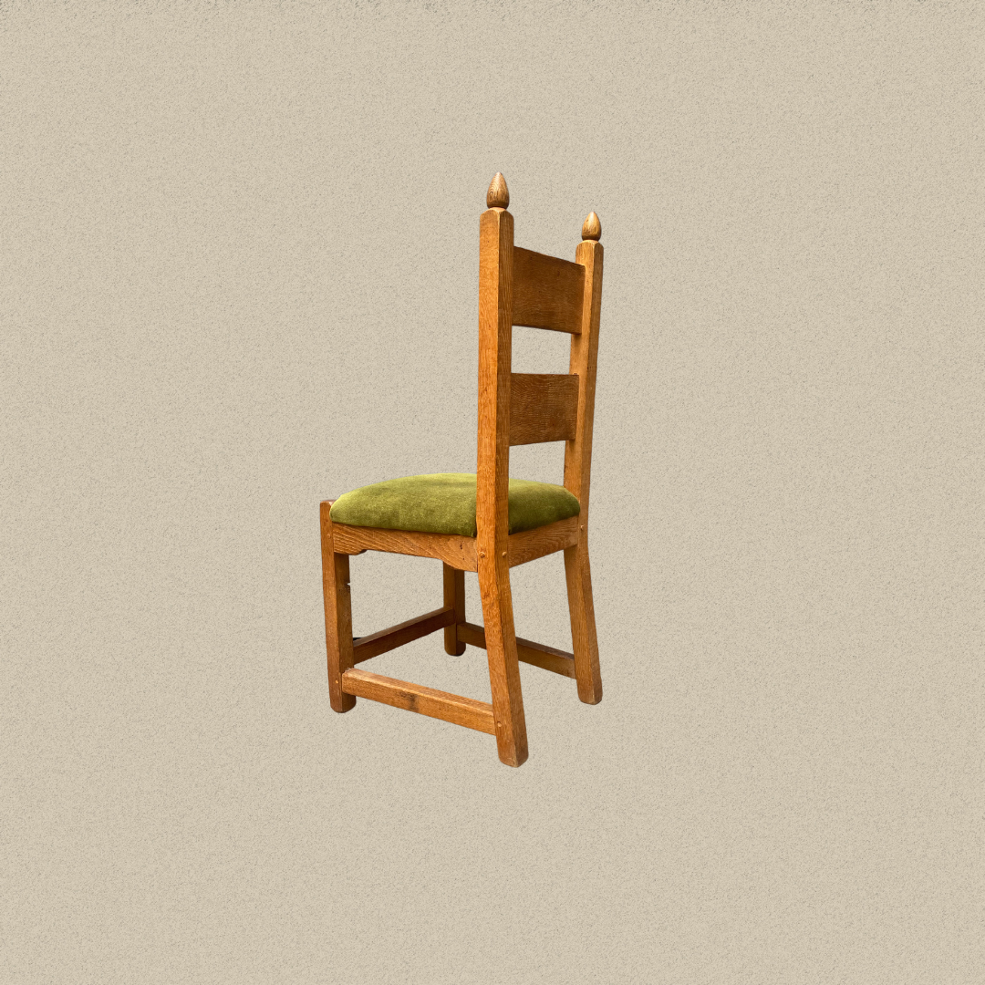 Set of 6 brutalist chairs green velvet