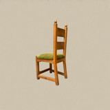 Set of 6 brutalist chairs green velvet
