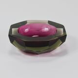 Flavio Poli Sommerso Caviar Murano Glass Bol Diamant par Seguso, Italie, années 1960