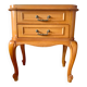 Classic carved cherry bedside table with glass top