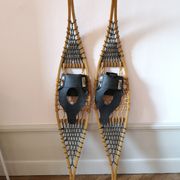 Pair of antique wooden snowshoes, vintage, 155 cm