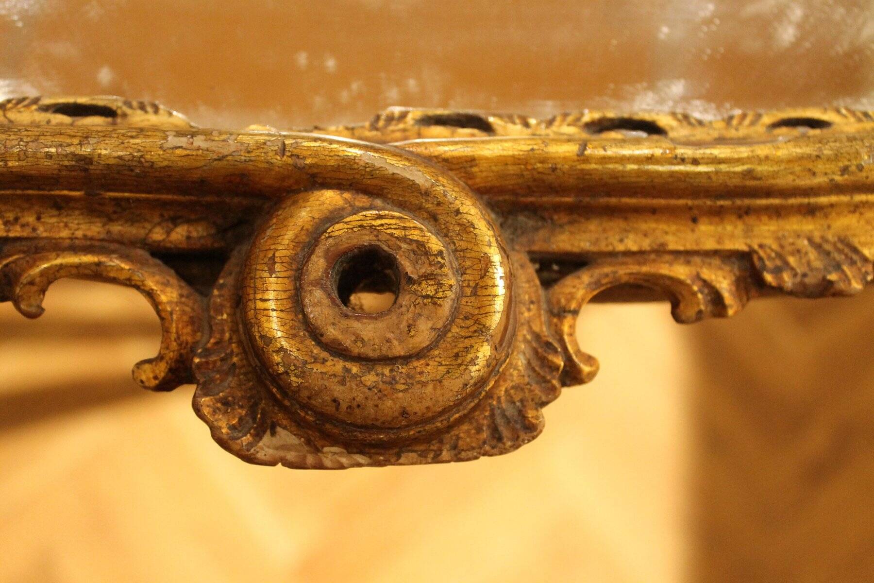 Italian Louis XV Period Hand-Carved Giltwood Mirror